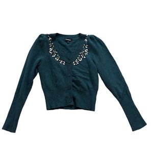 Emerald Green Embellished Express Sweater S